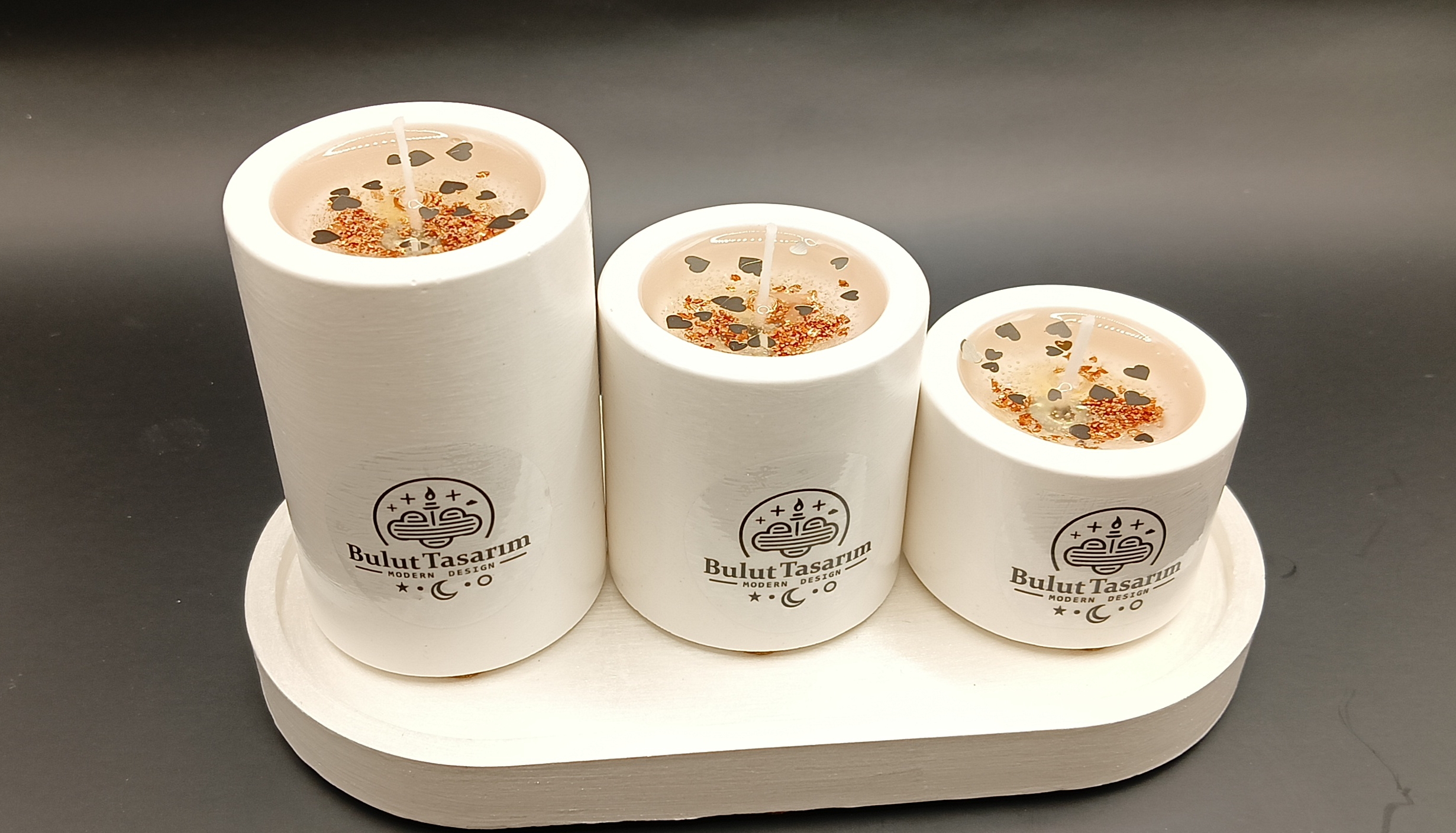 YASEMİN KOKULU 3’LÜ BEYAZ TAŞ MUM SETİ - Görsel 3