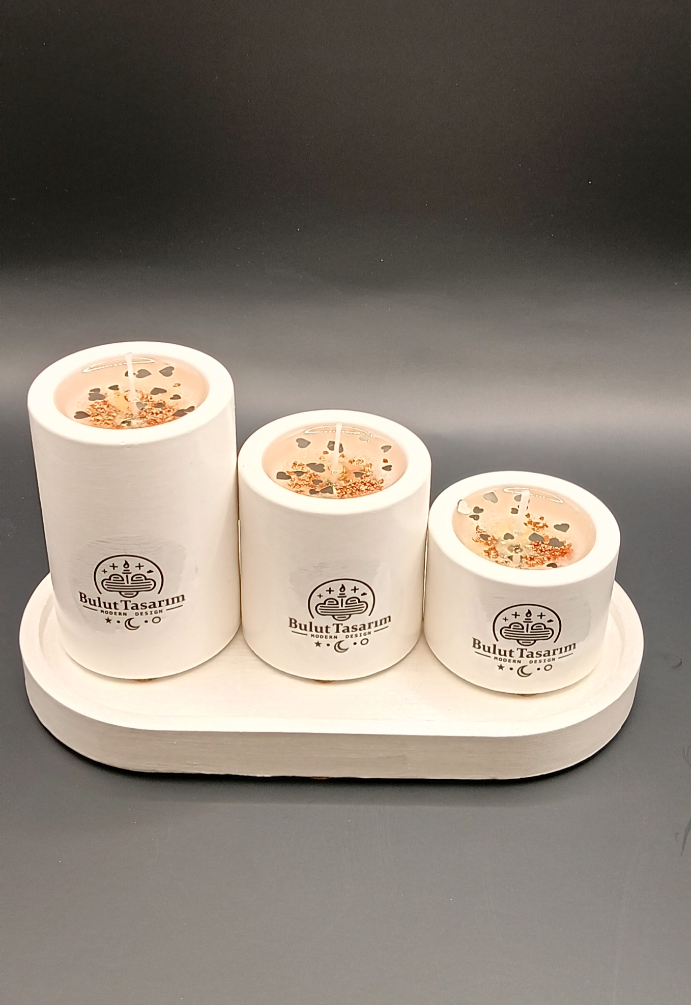 YASEMİN KOKULU 3’LÜ BEYAZ TAŞ MUM SETİ - Görsel 4