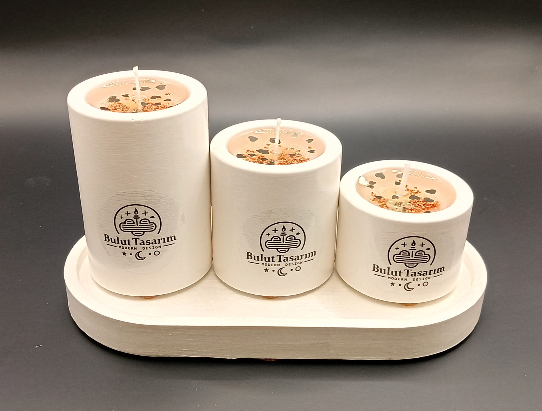 YASEMİN KOKULU 3’LÜ BEYAZ TAŞ MUM SETİ - Görsel 5