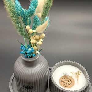 VANİLYA DÜŞÜ – EL YAPIMI VANİLYA KOKULU MUM & DEKORATİF VAZO SETİ